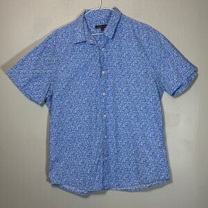 Slate and stone, cotton blue floral casual button up shirt, Men's Medium preppy